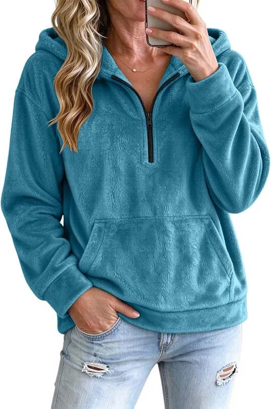 Generic 3/4 Zip Pullover Womens Oversized Casual – product photo 2 of 5
