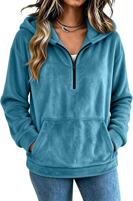 Generic 3/4 Zip Pullover Womens Oversized Casual – product photo 3 of 5