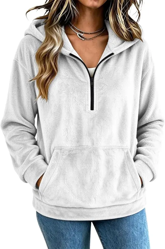 Generic 3/4 Zip Pullover Womens Oversized Trending A001white – product photo 3 of 5