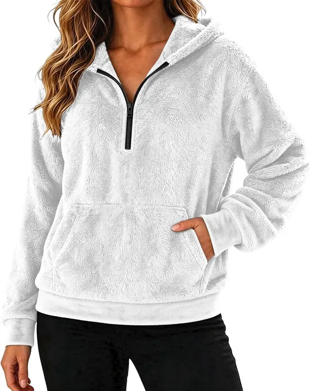 Generic 3/4 Zip Pullover Womens Oversized Trending A001white – product photo 4 of 5