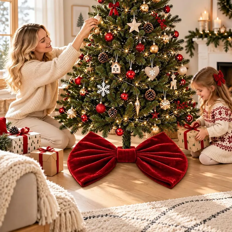 Generic 35.4in Large Base Bow Christmas Tree – Large red bow shape