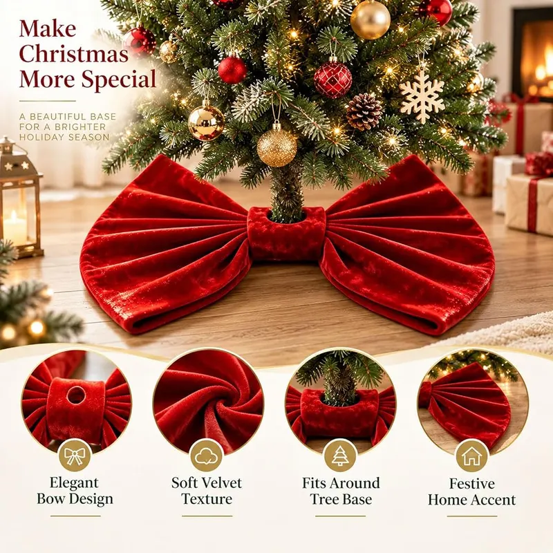 Generic 35.4in Large Base Bow Christmas Tree – Fits standard tree trunks