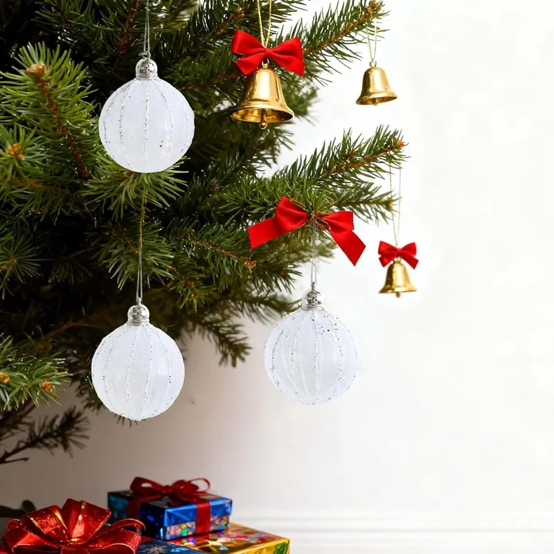 Generic 3Pcs 3.2″ Durable Shatterproof Baubles Christmas – Pre attached loop for effortless hanging