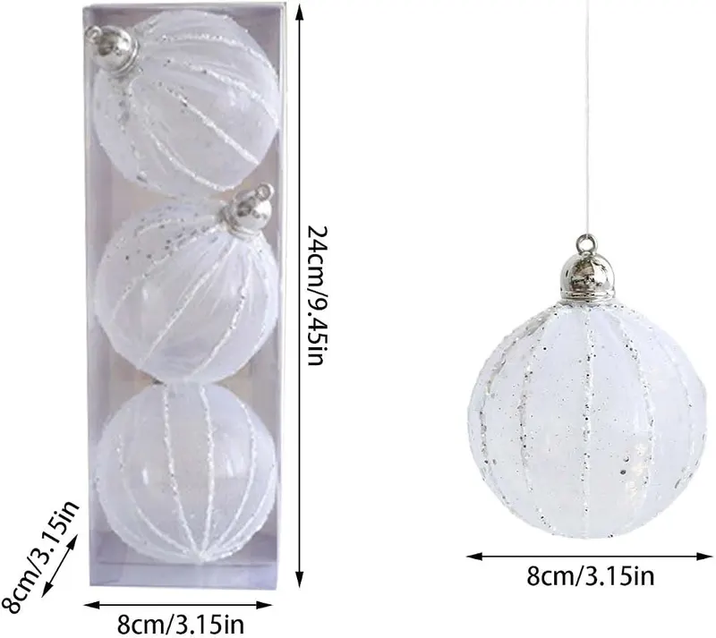 Generic 3Pcs 3.2″ Durable Shatterproof Baubles Christmas – product photo 7 of 7