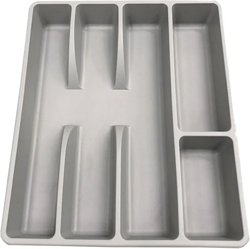 Generic 5-Compartment Plastic Silverware Organizer Tray in Grey