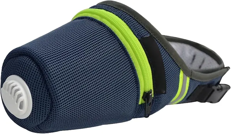 Generic Air Mesh Dog Filter Mask Adjustable in Blue With Green Zipper Trim