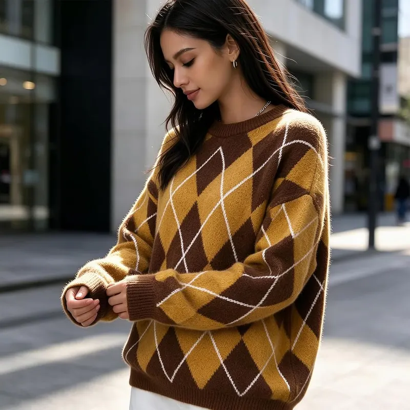 Generic Argyle Sweaters D10 Saffron XX-Large – Soft Comfortable Knit Fabric
