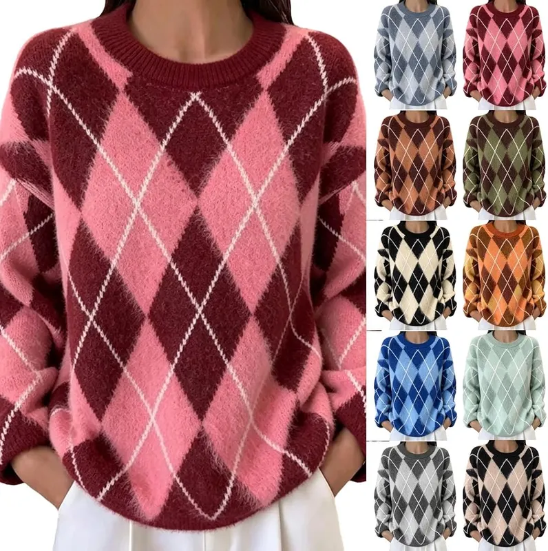 Generic Argyle Sweaters Pink in Pink
