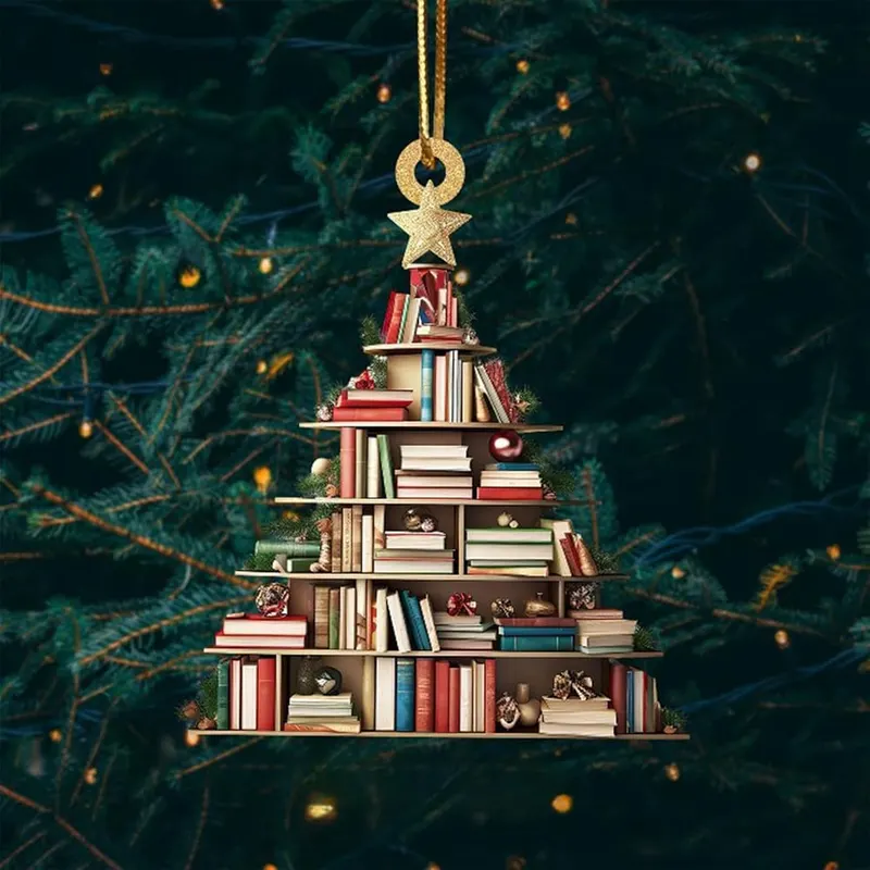Generic Book Christmas Tree Ornaments – Unique Book-Lover Design
