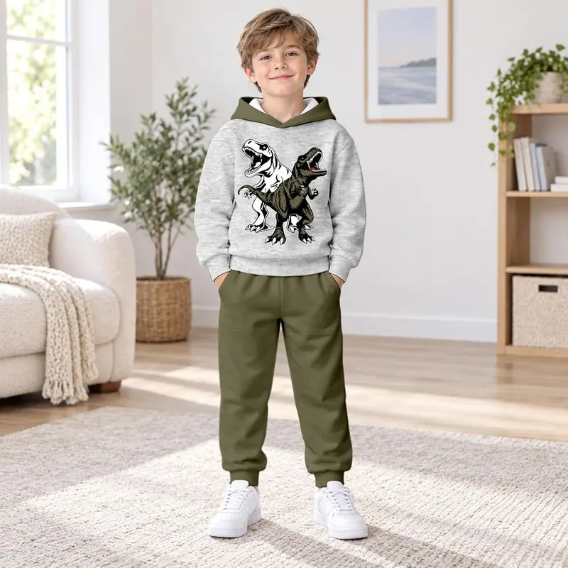 Generic Boys Clothes Dinosaur Print Long Sleeve – Soft And Skin-Friendly Fabric