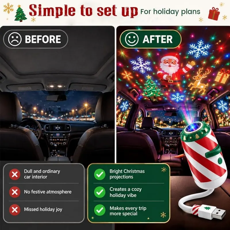 Generic Car Window Christmas Projector USB Plug – Compact plastic holiday decor