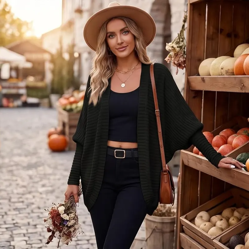 Generic Cardigan for Women Cotton Oversized Open – Casual daily layering piece