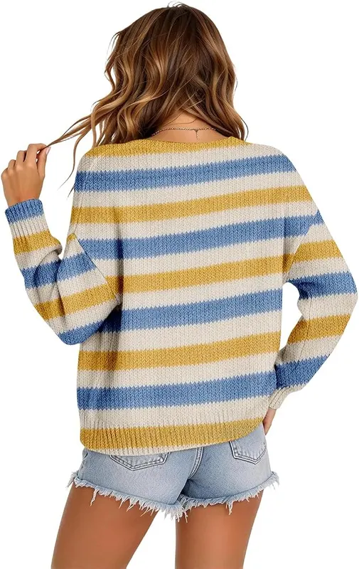 Generic Cardigan for Women Cute Rainbow Button – Button Front & Crew Neck Design