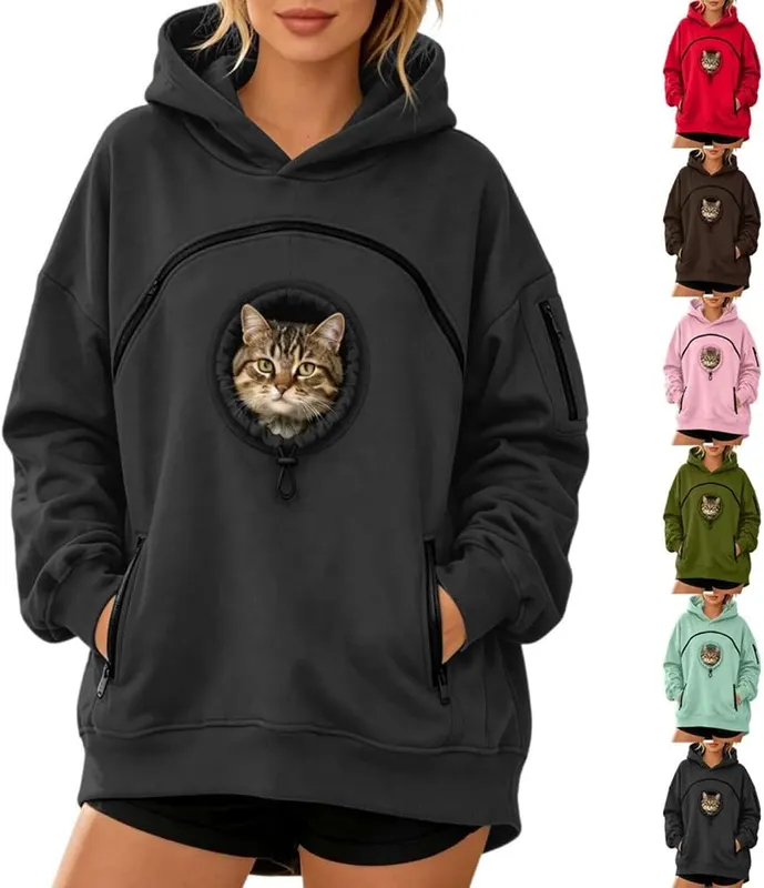 Generic Cat Hoodie with Pouch Oversized Dog in #Grey