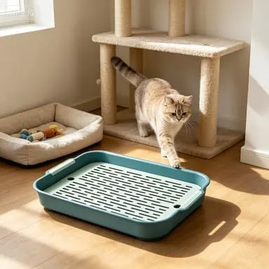 Generic Cat Litter Box – White ABS construction
