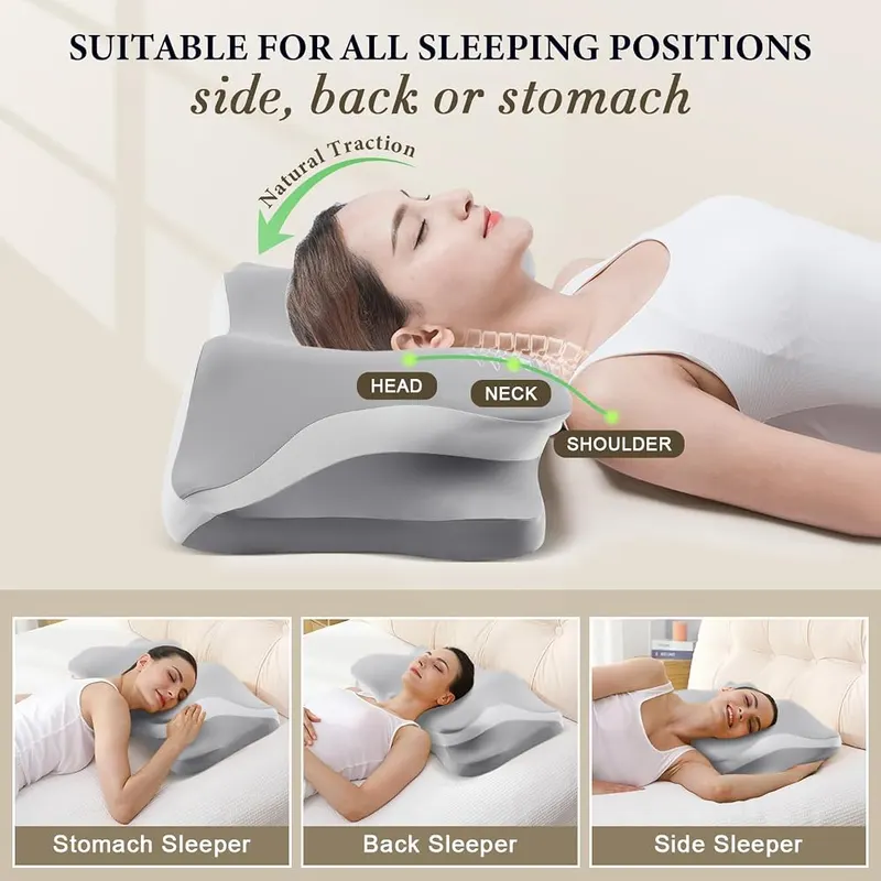 Generic Cervical Neck Pillow Grey – Suitable for various sleeping positions