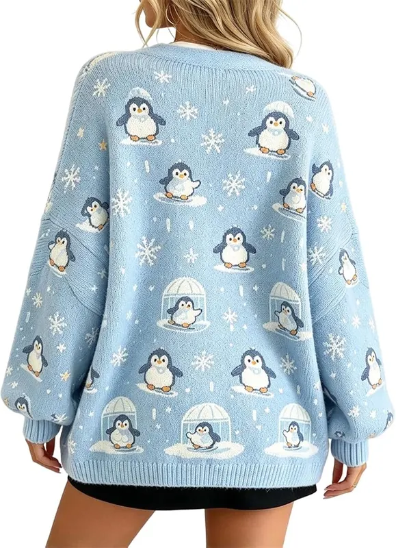Generic Christmas Cardigan A10-blue – Premium Soft Knit Fabric