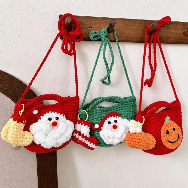 Generic Christmas Crochet Crossbody Bag – Soft Knit Material：Made of high- thick yarn