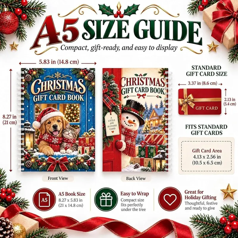 Generic Christmas Gift Card Book Red – 4-Pack Christmas Card Book Set
