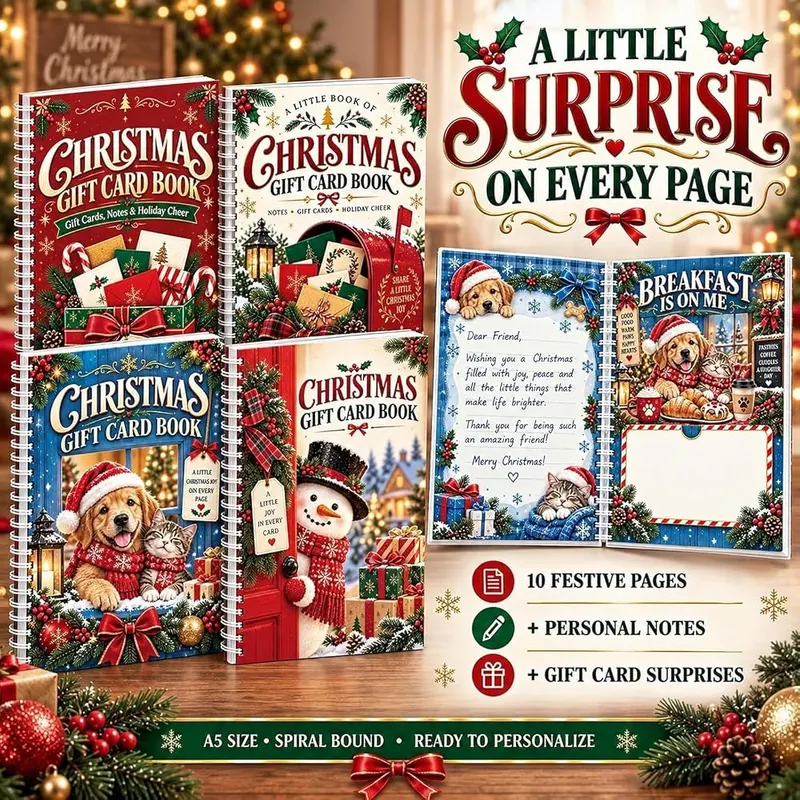 Generic Christmas Gift Card Book Red – Easy to Personalize