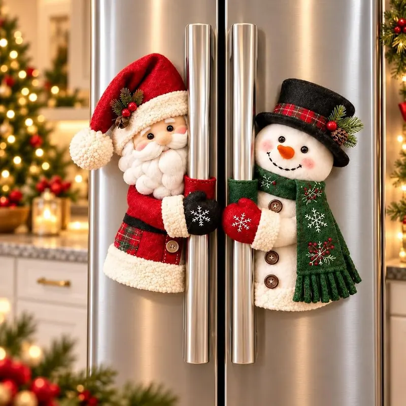 Generic Christmas Santa & Snowman Handle Huggers – Festive Santa and snowman pair