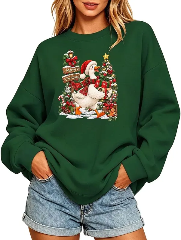 Generic Christmas Sweatshirt Army Green1 in Army Green1