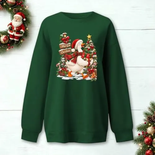 Generic Christmas Sweatshirt Army Green1 – Playful festive graphic print