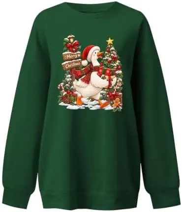 Generic Christmas Sweatshirt Army Green1 – Easy pairing with winter outfits