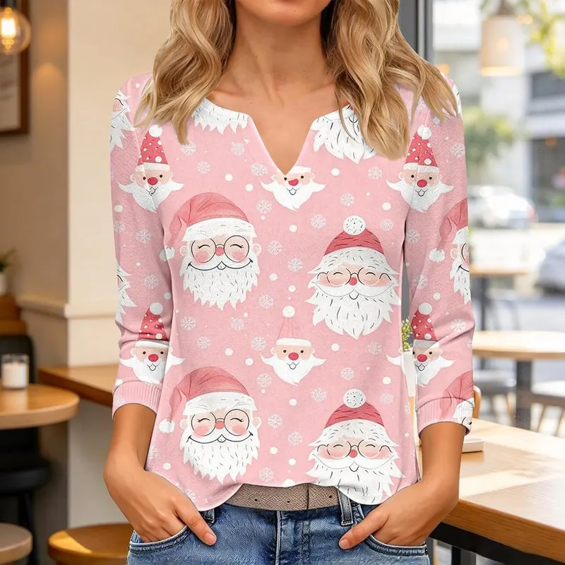Generic Christmas Tops A#002-p2 – Festive V-neck holiday graphic design