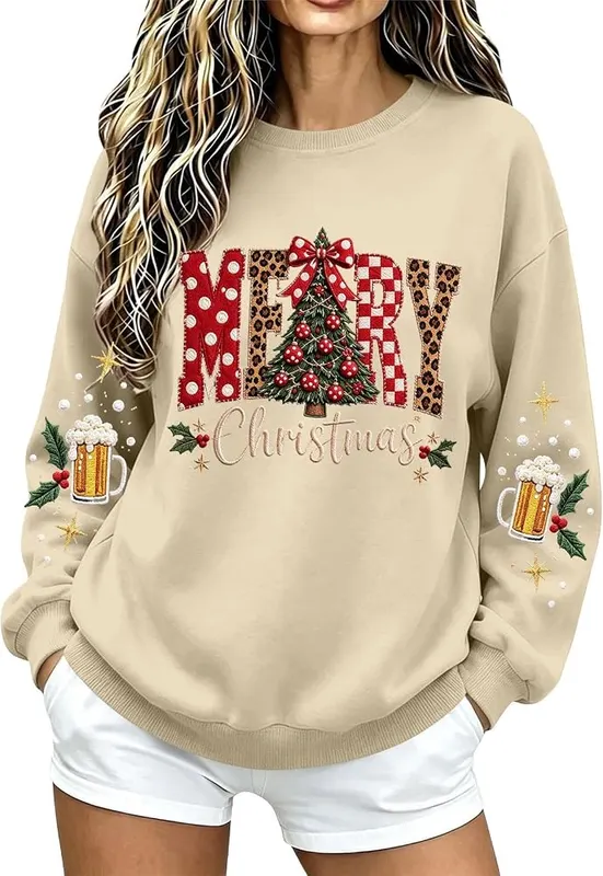 Generic Christmas Tops A001beige – Soft and cozy fleece material