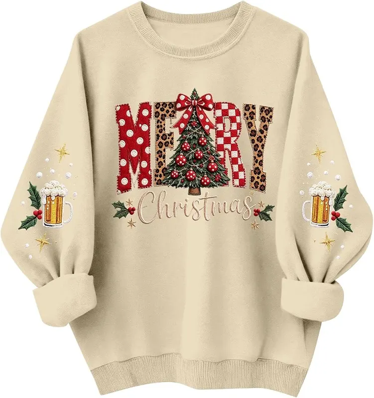 Generic Christmas Tops A001beige – Ideal for casual holiday parties