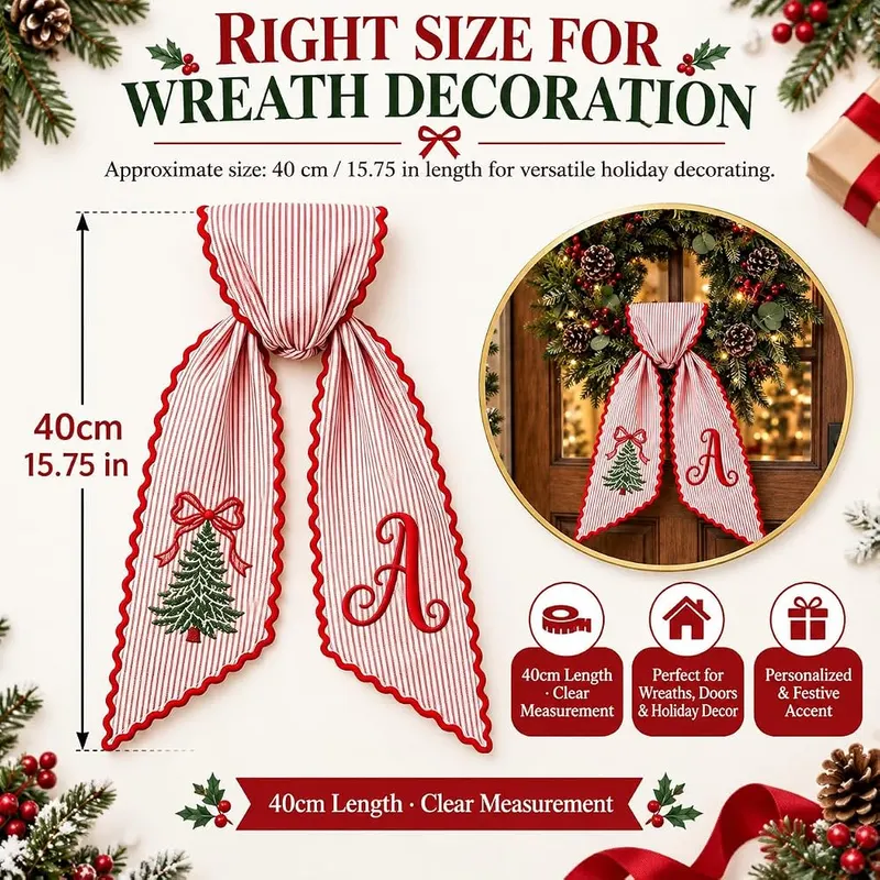 Generic Christmas Wreath Sash #a – Features festive tree and letter artwork