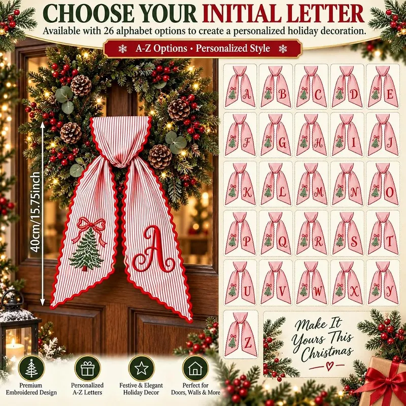 Generic Christmas Wreath Sash #a – Made from soft and flexible woven fabric