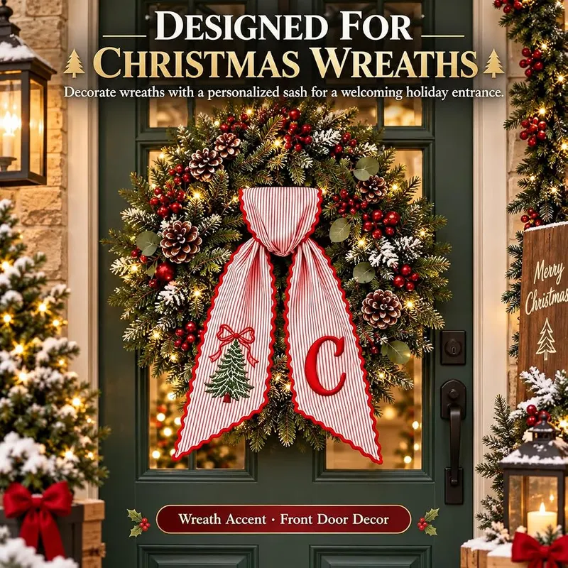 Generic Christmas Wreath Sash #a – Versatile for doors and seasonal displays