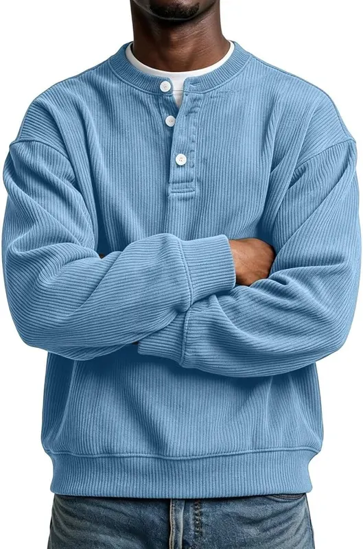 Generic Corduroy Henley Sweatshirts – Care