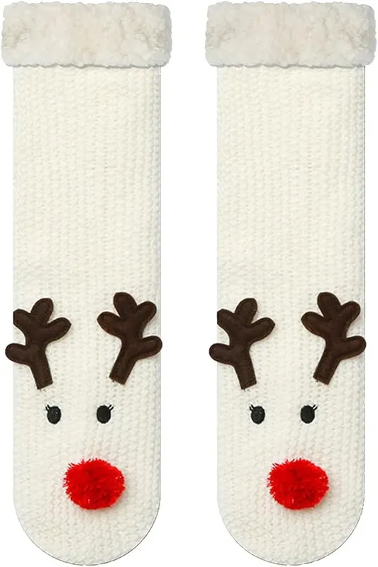 Generic Cozy Fleece Fuzzy Socks in 18- White