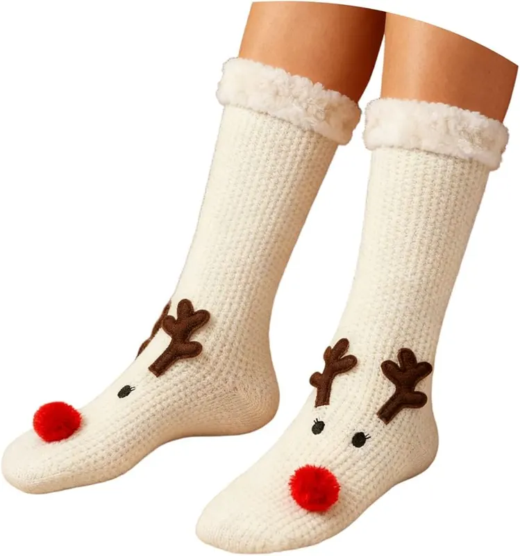 Generic Cozy Fleece Fuzzy Socks – Festive holiday patterns with seasonal motifs