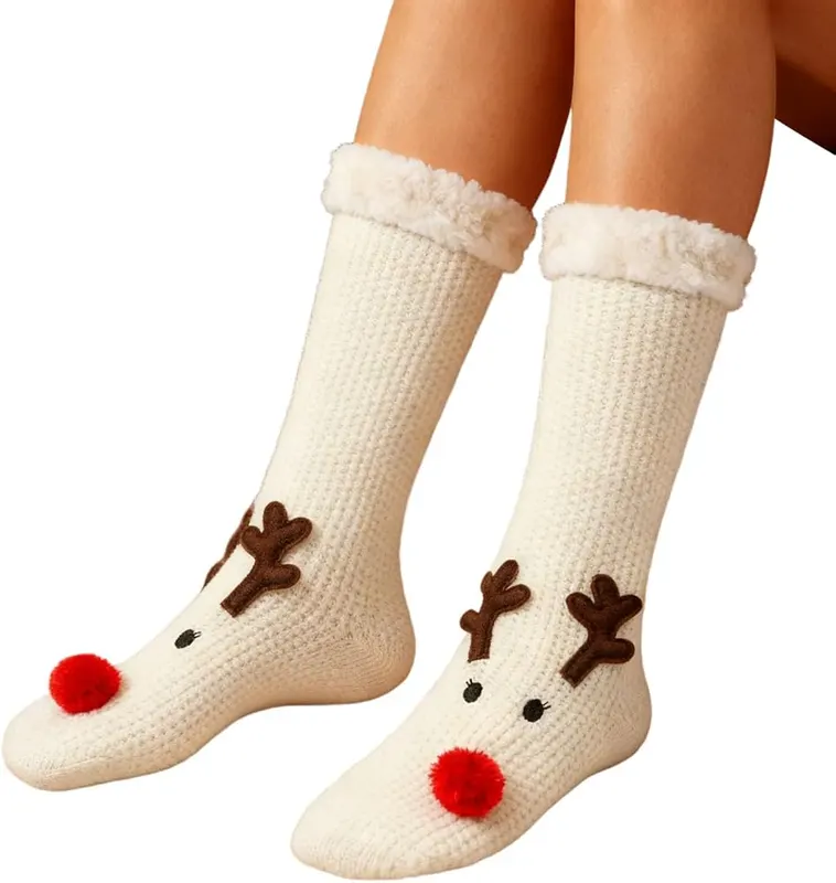 Generic Cozy Fleece Fuzzy Socks – Stretchy elastic cuffs for secure fit