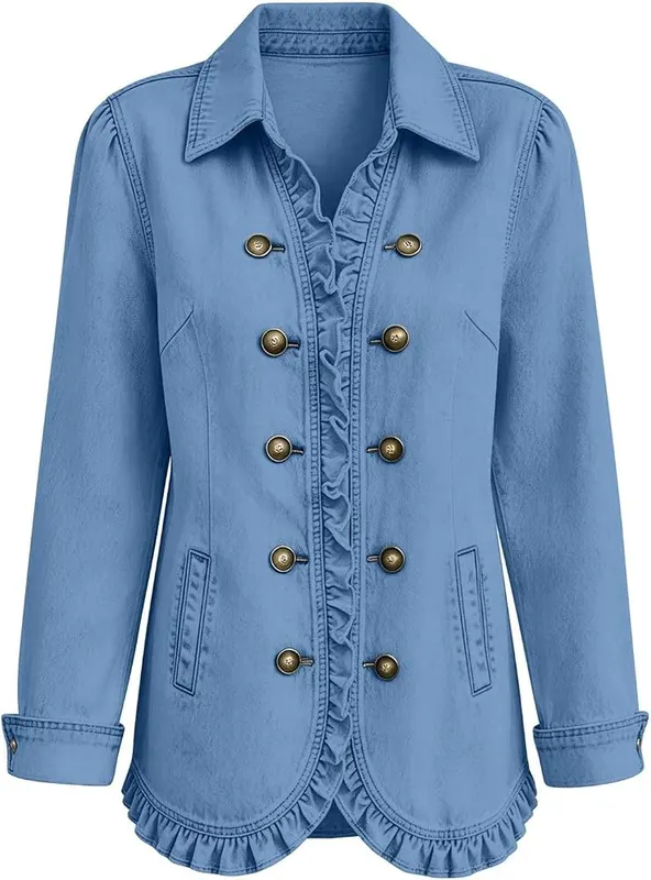 Generic Denim Jacket #Navy – Flattering peplum waist silhouette