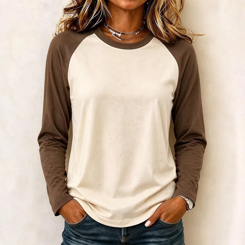 Generic Fall Tops for Women Crew Neck – Soft Breathable Ribbed Knit Fabric
