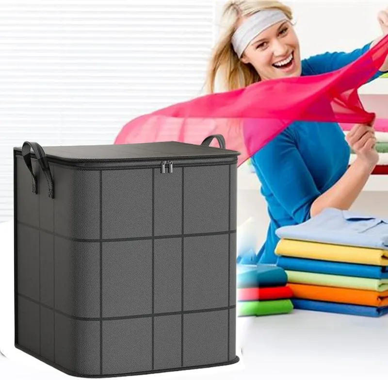 Generic Foldable Fabric Storage Bag Large Capacity – Double Zipper & Easy Access