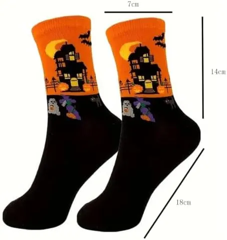 Generic Funny Halloween Socks Womens Girls Cute – Comfortable ribbed top cuff