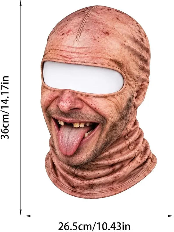Generic Funny Realistic Face Ski Mask Old 3D 45- G – Convenient one size fits all