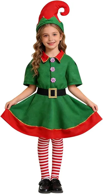 Generic Girls Christmas Elf Costume Set Funny – product photo 2 of 5