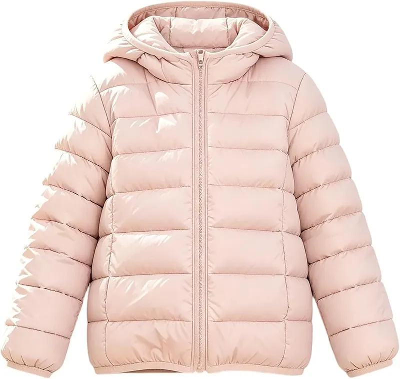 Generic Girls Winter Coat Quilted Lightweight Outerwear 2-15Y #F03-pink in #F03-pink