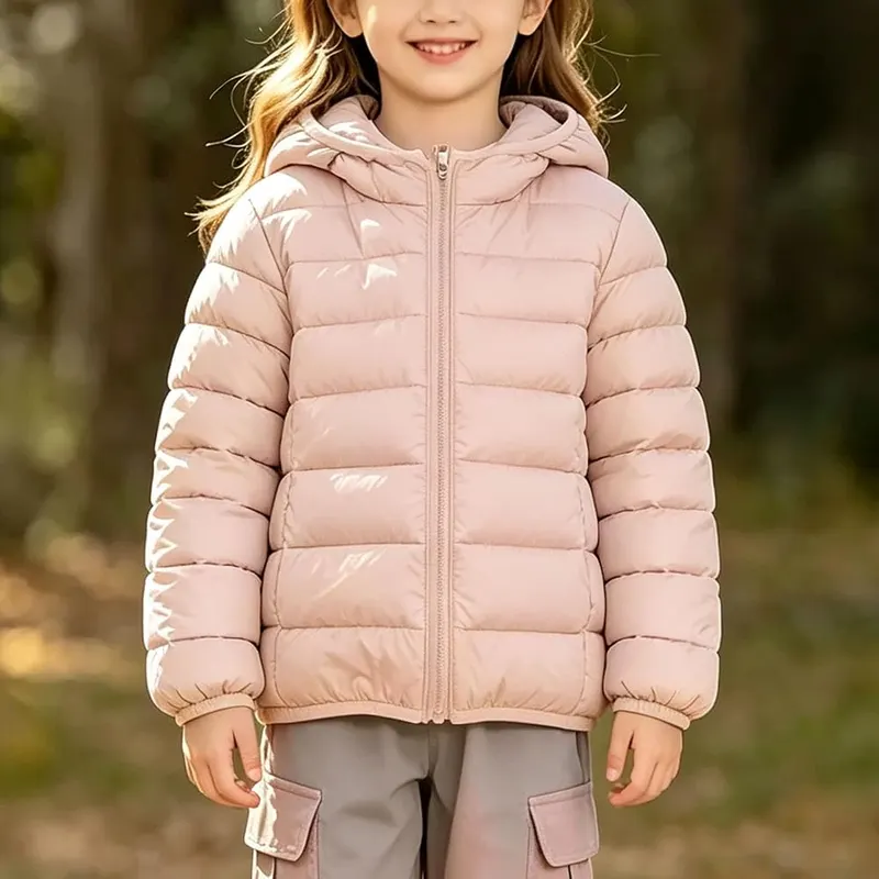 Generic Girls Winter Coat Quilted Lightweight Outerwear 2-15Y #F03-pink – Soft polyester blend material