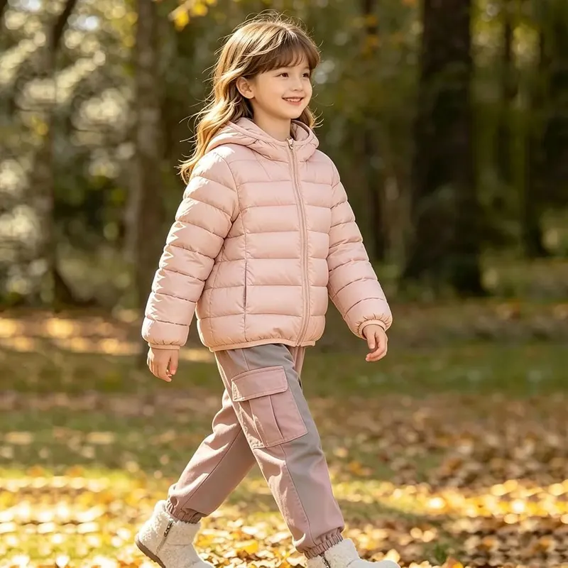 Generic Girls Winter Coat Quilted Lightweight Outerwear 2-15Y #F03-pink – Lightweight warm padding