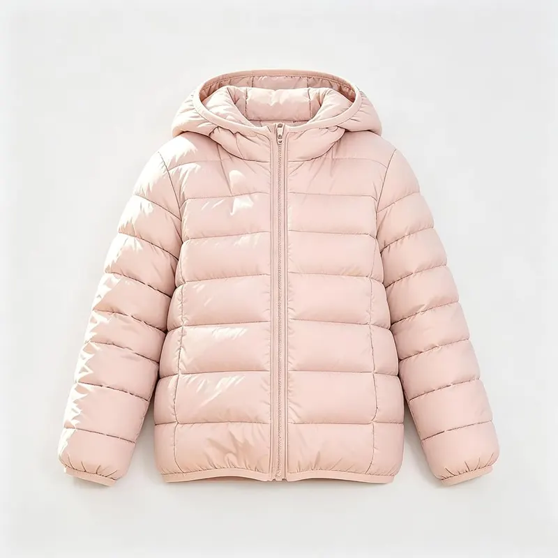 Generic Girls Winter Coat Quilted Lightweight Outerwear 2-15Y #F03-pink – Full zip front closure