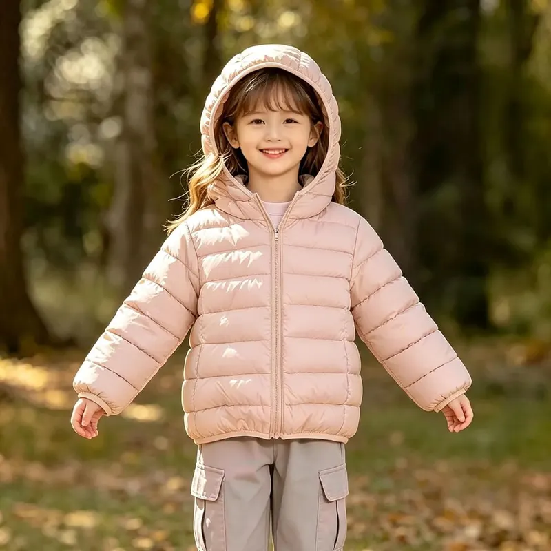 Generic Girls Winter Coat Quilted Lightweight Outerwear 2-15Y #F03-pink – Convenient side pockets