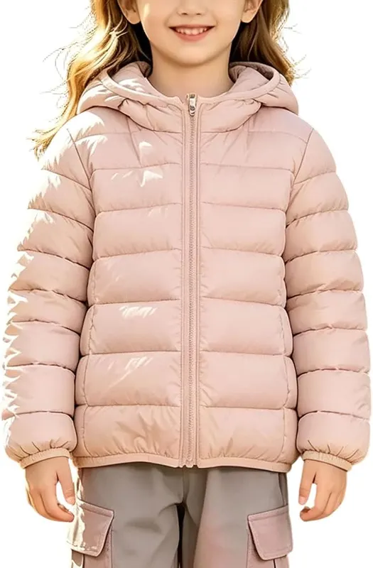 Generic Girls Winter Coat Quilted Lightweight Outerwear 2-15Y #F03-pink – product photo 8 of 8